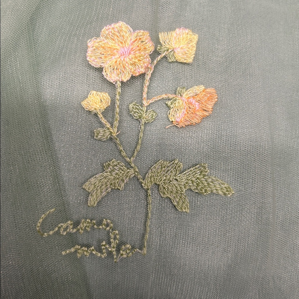 Green Strapless Floral Dress fairy cottage core 16W corset top flower embroidery - Picture 5 of 10